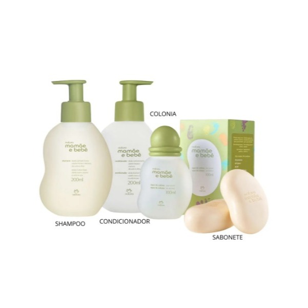 Kit Mamãe e Bebê Natura 4 Itens- (Colonia / Shampoo/Cond /Sabonete em barra 2 unidades)