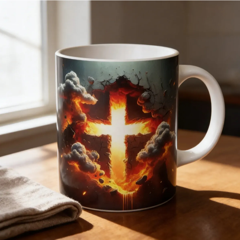 Caneca de Porcelana 3d  Jesus Cristo Arte Religiosa Cristã Design Clássico Evangélico Católico Presente