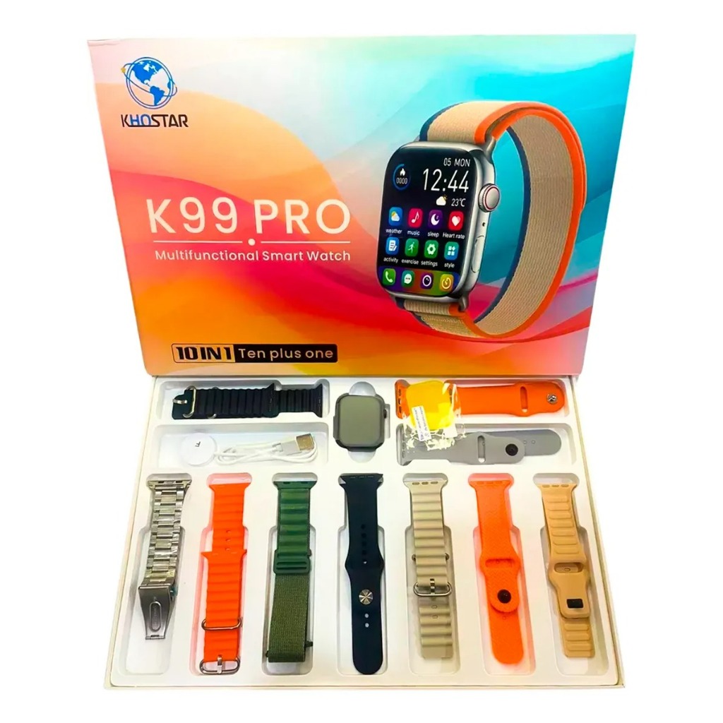 Relógio Smartwatch Preto 10 Pulseiras - K99 Pro Relógio Smartwatch  10 Pulseiras - K99 Pro Relógio Smartwatch Preto