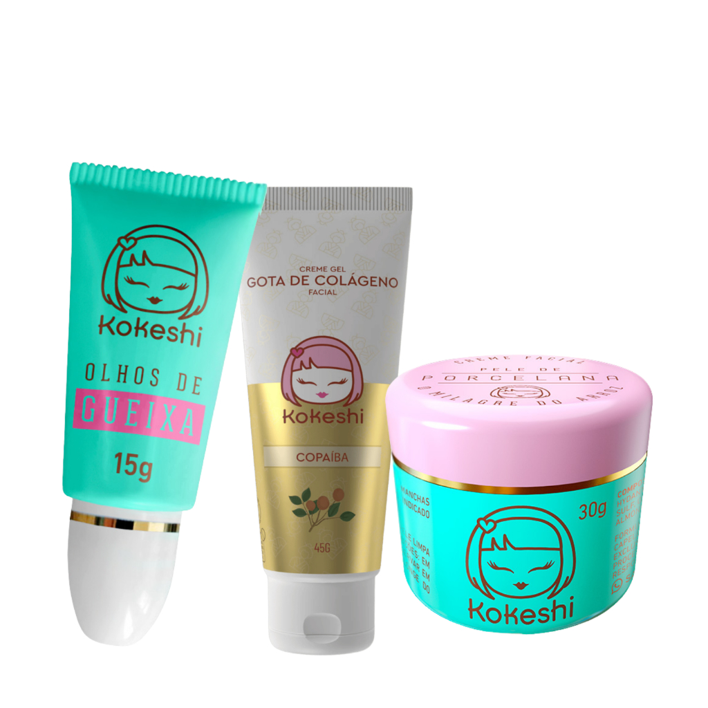 Kit Facial Kokeshi Completo 3 Passos Hidratação e Colágeno em Oferta na Shopee