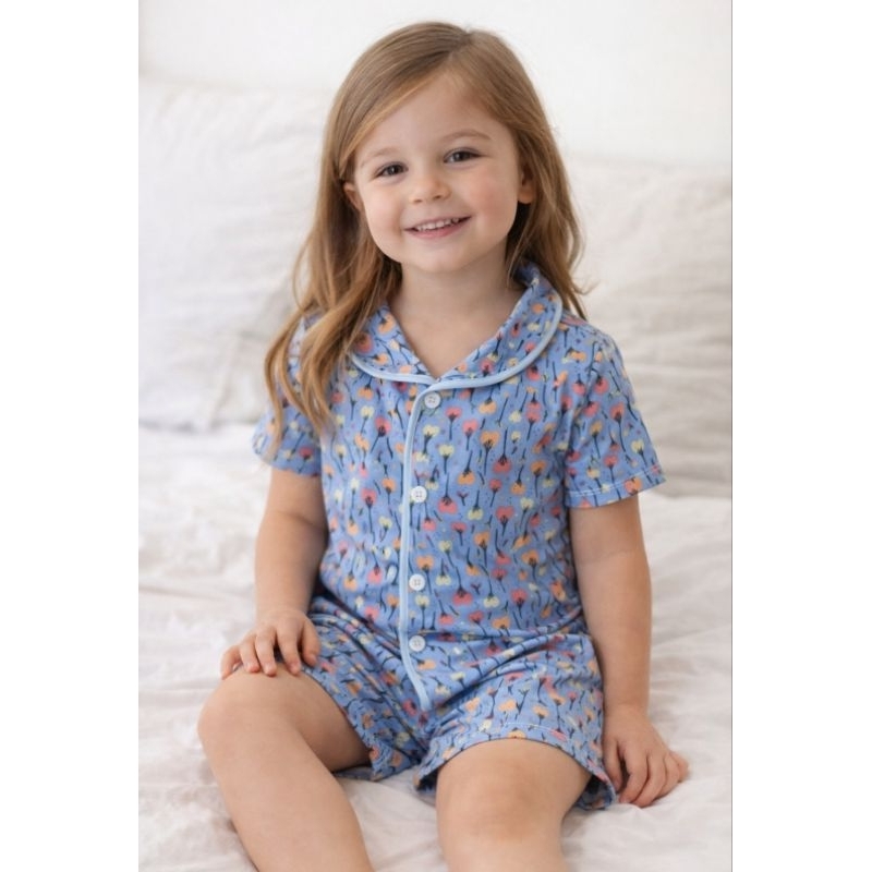 Pijama Infantil Menina Estampado Americano Conjunto Blusinha + Short Algodão Tam 1 /2 e 10