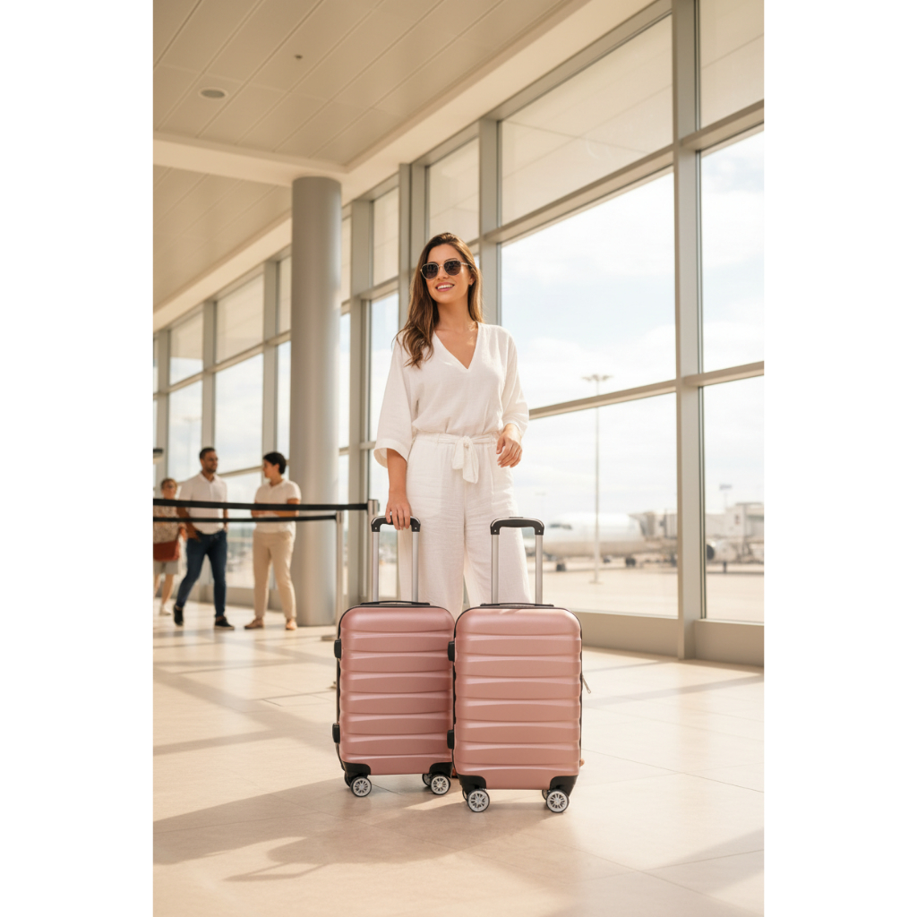 Kit 2 Malas de Viagem Com Rodinhas 18'' e 20'' - Rosa malas modernas mala executiva