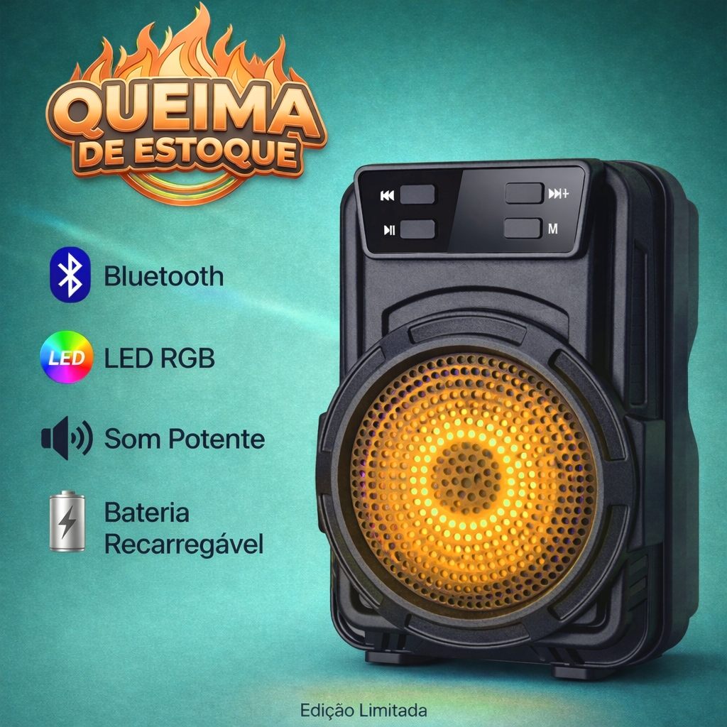 Imagem PROMOÇÃO Mini Caixa de Som Bluetooth GTS 3" Portátil com LED Colorido