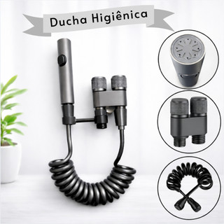 Ducha Higiênica Banheiro Parede Mangueira Espiral Controle de Água Fácil por Botão
