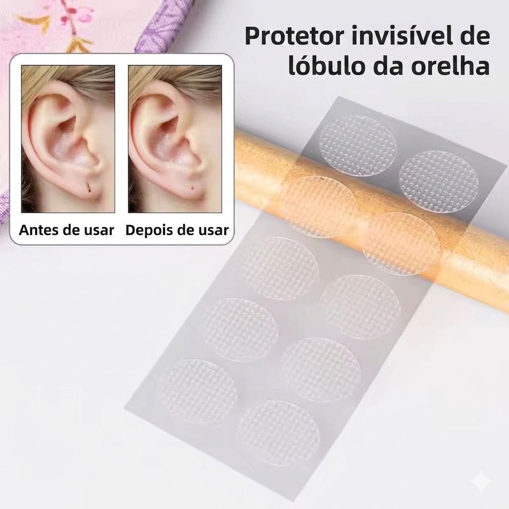 Kit 60 Adesivos Protetor Brinco Pesado Para Orelha Rasgada
