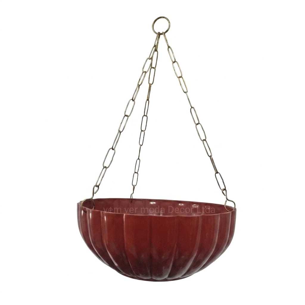 Vaso Pendente Suspenso 25cm Modelo Moranga com Corrente Decoração Jardim Plantas