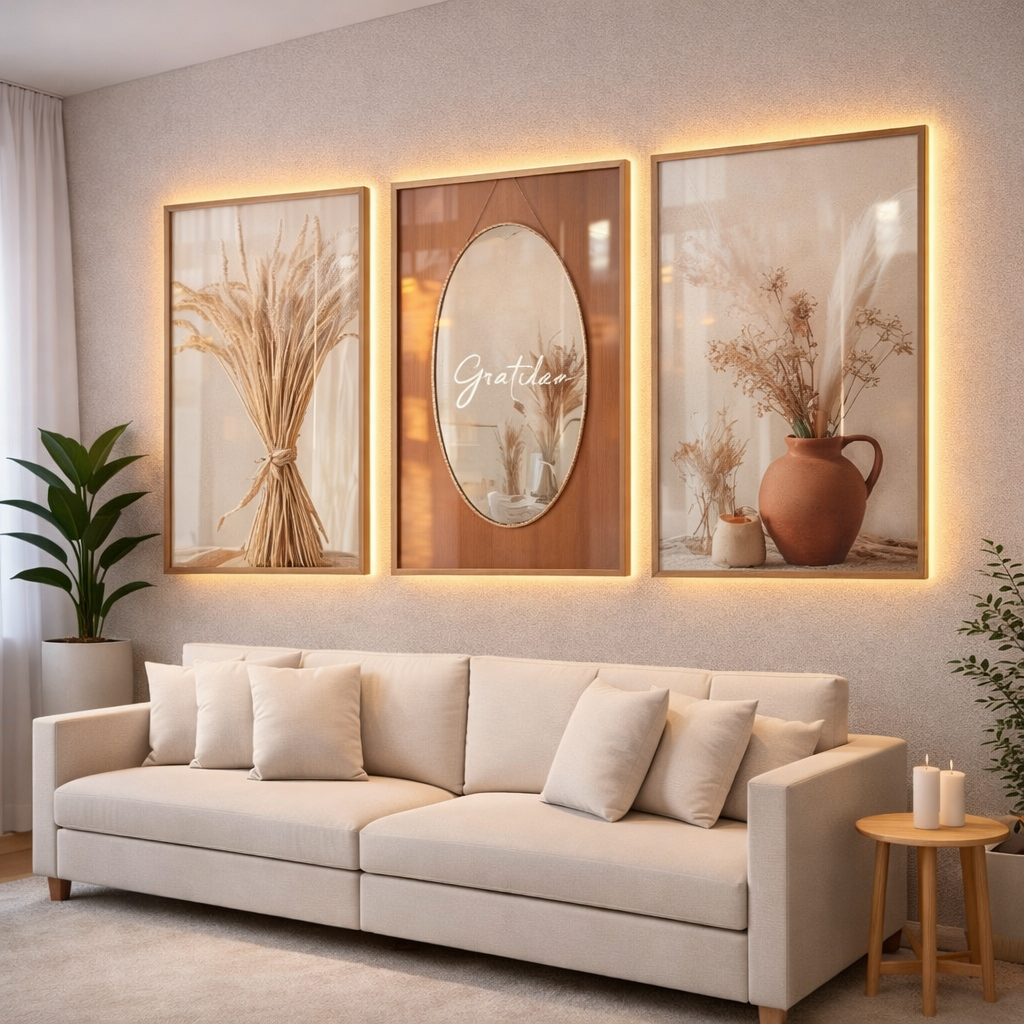 Quadros Decorativos 3pçs Gratidão Trigo Prosperidade Delicado para Sala Cozinha Hall em Oferta na Shopee
