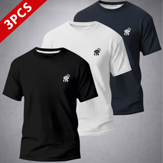 KIT 3 Camiseta Slim Fit Masculina Camisa Plus Size Slim Tecido Premium 100% Algodão Casual em Oferta na Shopee