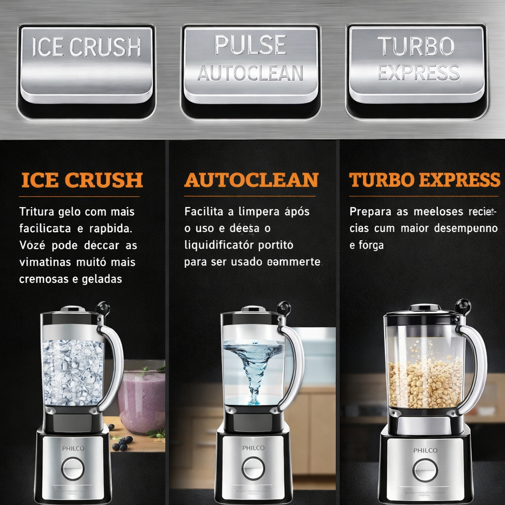 Detalhes do Kit Pro Batedeira Planetaria 5l 900w + Liquidificador Turbo com Filtro 3l 1200w Philco
