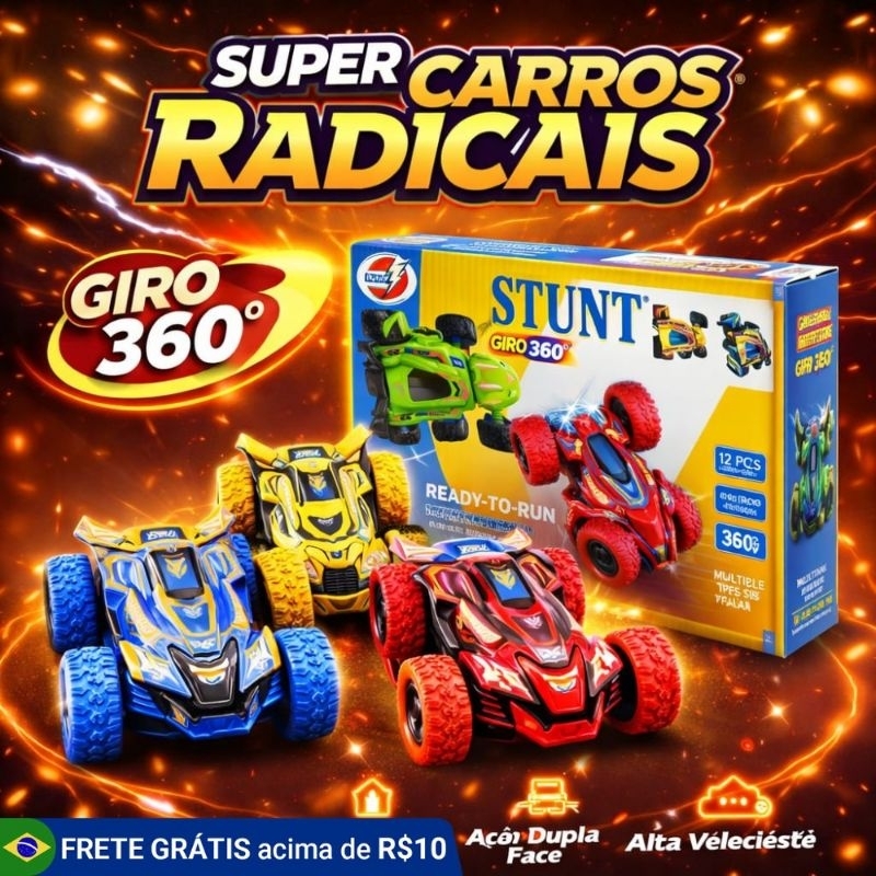 Carrinho Premium 360° Stunt Car com Luzes LED | Design Exclusivo Alta Performance Brinquedo Infantil Importado