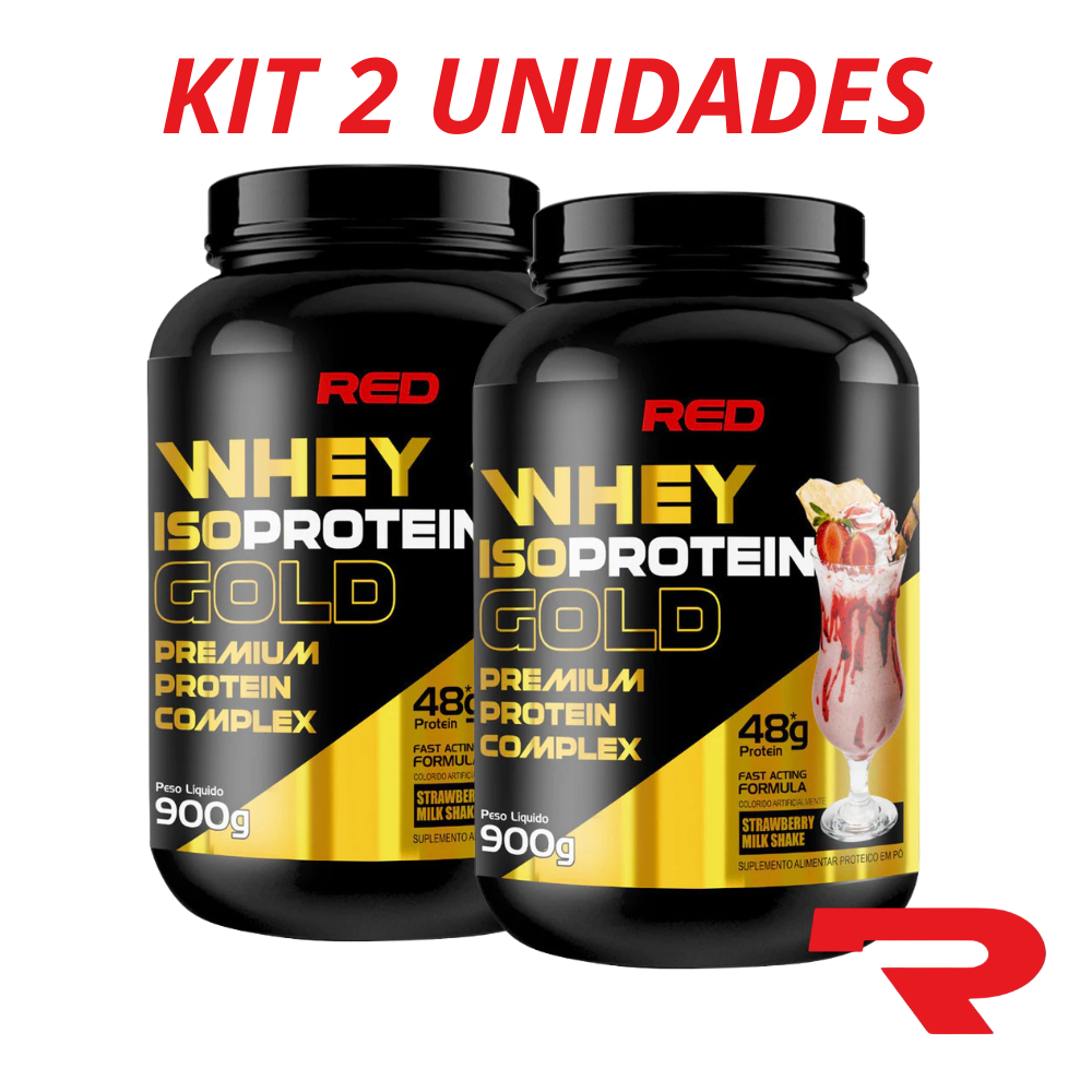 Kit 2 Whey Protein Isolado e Concentrado Isoprotein Gold 900g Cada Red Series