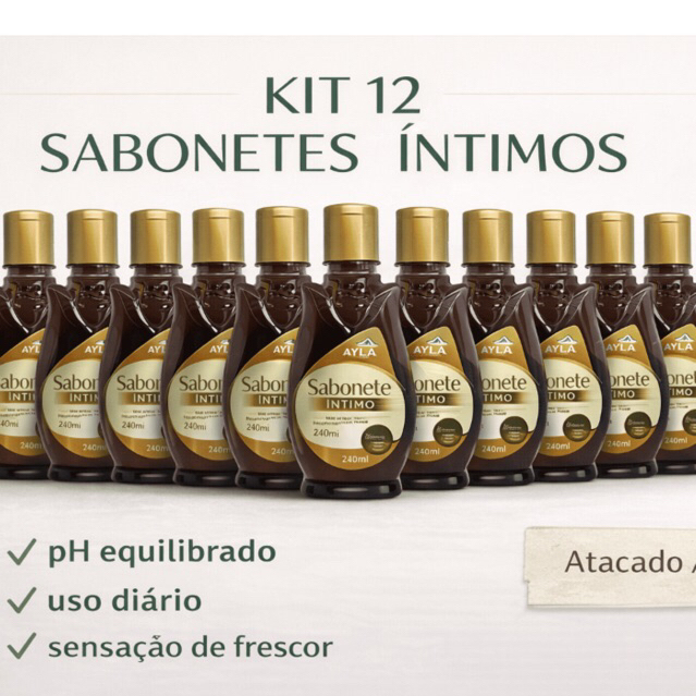 Kit 12 Sabonete Íntimo Naty Flora Barbatimão com Aroeira 240ml Original Atacado