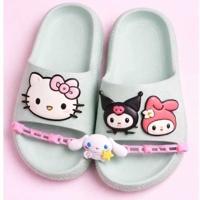 CHINELO NUVEM SLIDE MENINAS HELLO E SUA TURMINHA + PULSEIRA