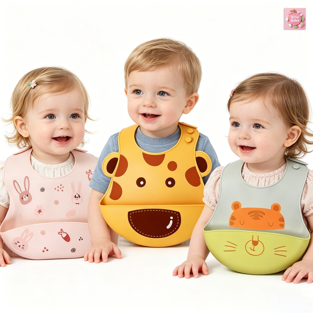 Babador De Silicone Impermeável Para Bebê Fácil De Limpar Pega Migalhas Infantil Menina Menino em Oferta na Shopee