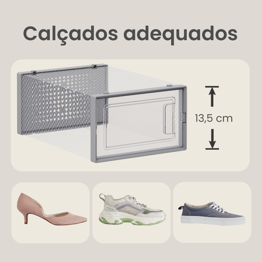 SONGMICS Caixas Organizadoras para Tênis, 12 Unidades Empilháveis, Dobráveis, Transparente e cinza · foto 2