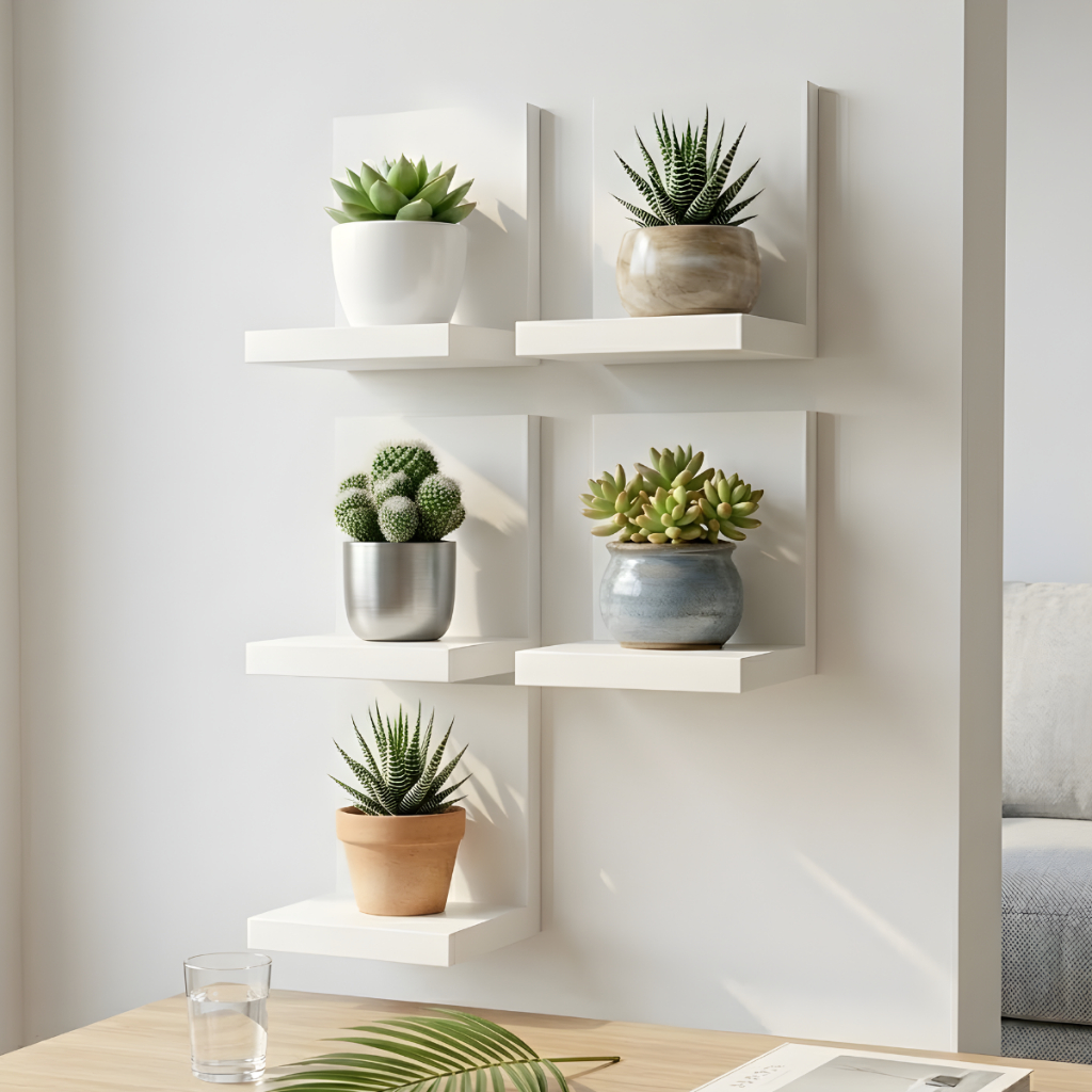 Kit 2/3/4/5/6 Prateleiras L 12x15cm Mdf Expositor Suculentas Plantas Bonecos Sala Cozinha Quarto