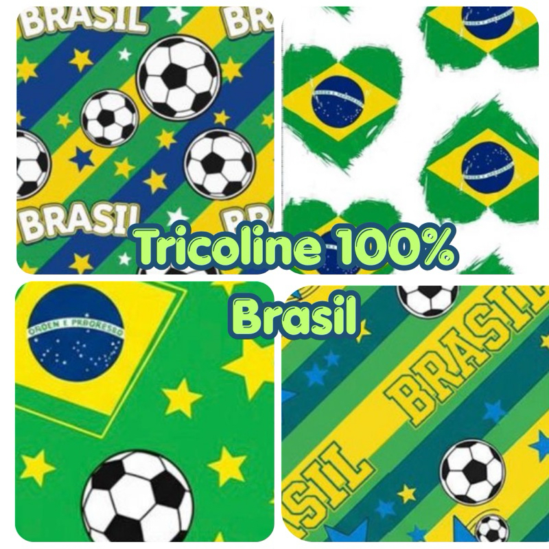 Tecido Tricoline Brasil 100% algodão Largura 1,5m - Estamparia Cilindro