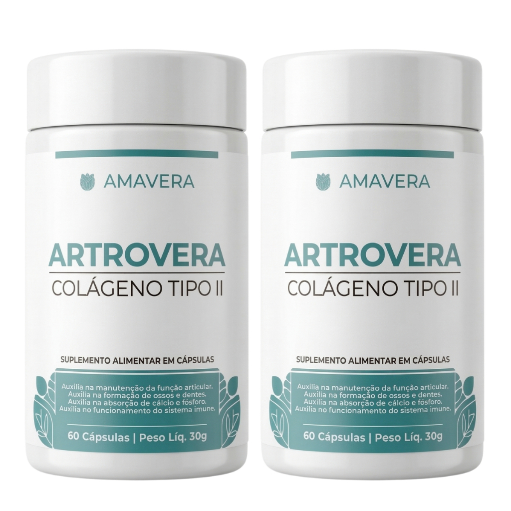 Kit 2 unid Colágeno Tipo 2 Uc-ii 40mg + Vitamina D + Cálcio Articulações 60 Caps Amavera