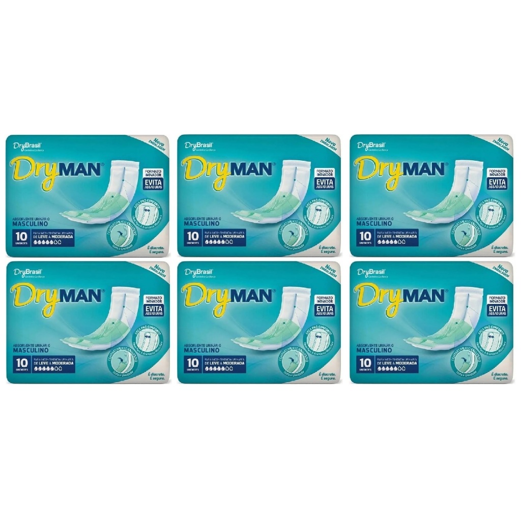 Kit 6ptes Absorvente Urinário Dryman 10un cada EQ.1