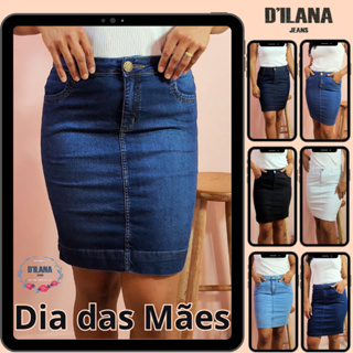Saia Jeans Secretária Feminina Moda Modesta 32112 em Oferta na Shopee