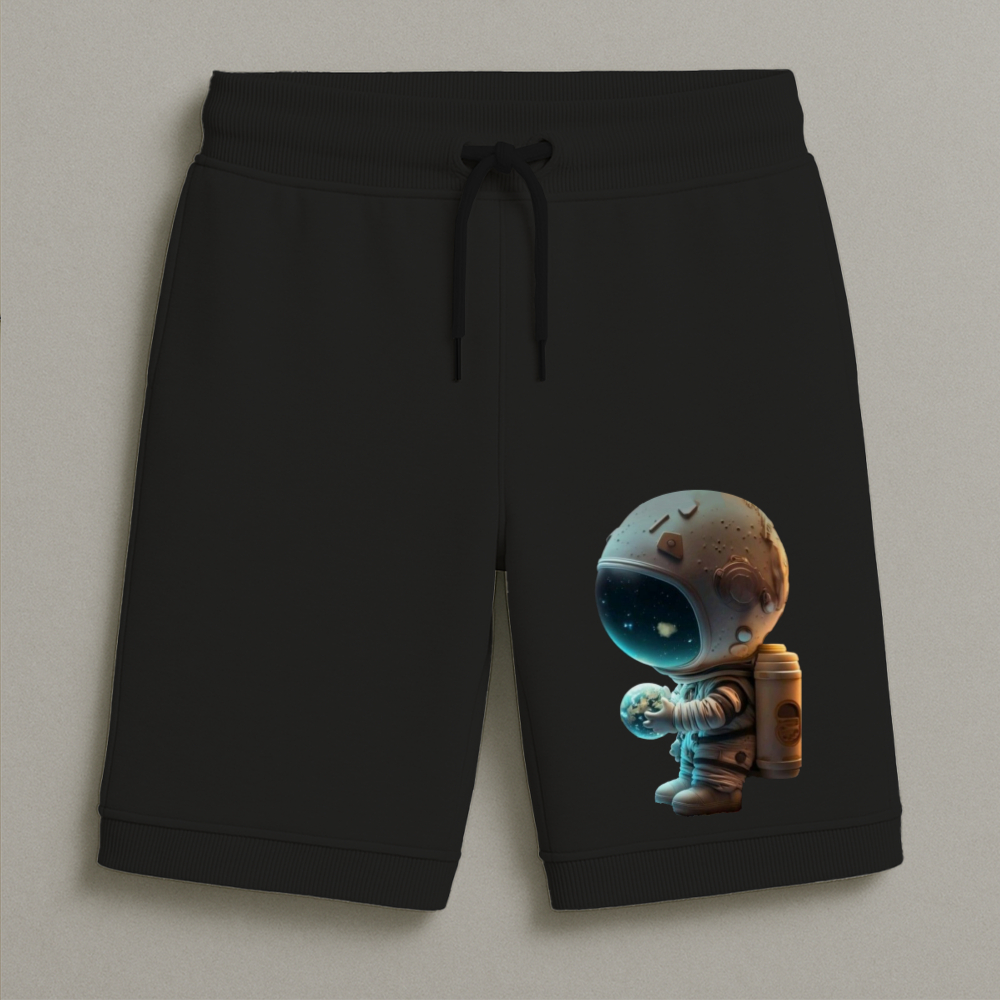 Bermuda Moletom Masculina Infantil Estampada Astronauta Terra Conforto Streetwear Do Tamanho 8 16