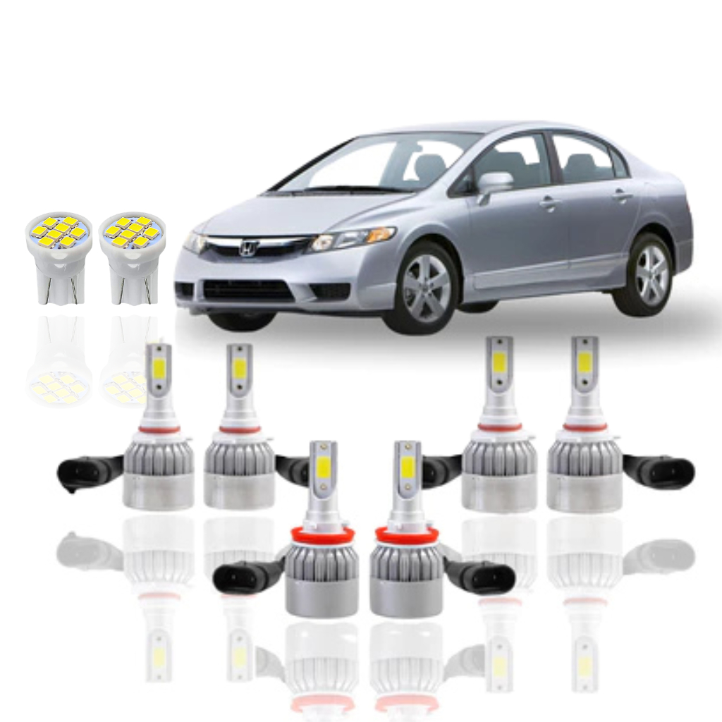 Kit Lâmpada led (Farol alto baixo milha Farolete) Honda Civic 2004 a 2011 Super Led HB3 HB4 H11 T10 NEBLINA meia luz 11