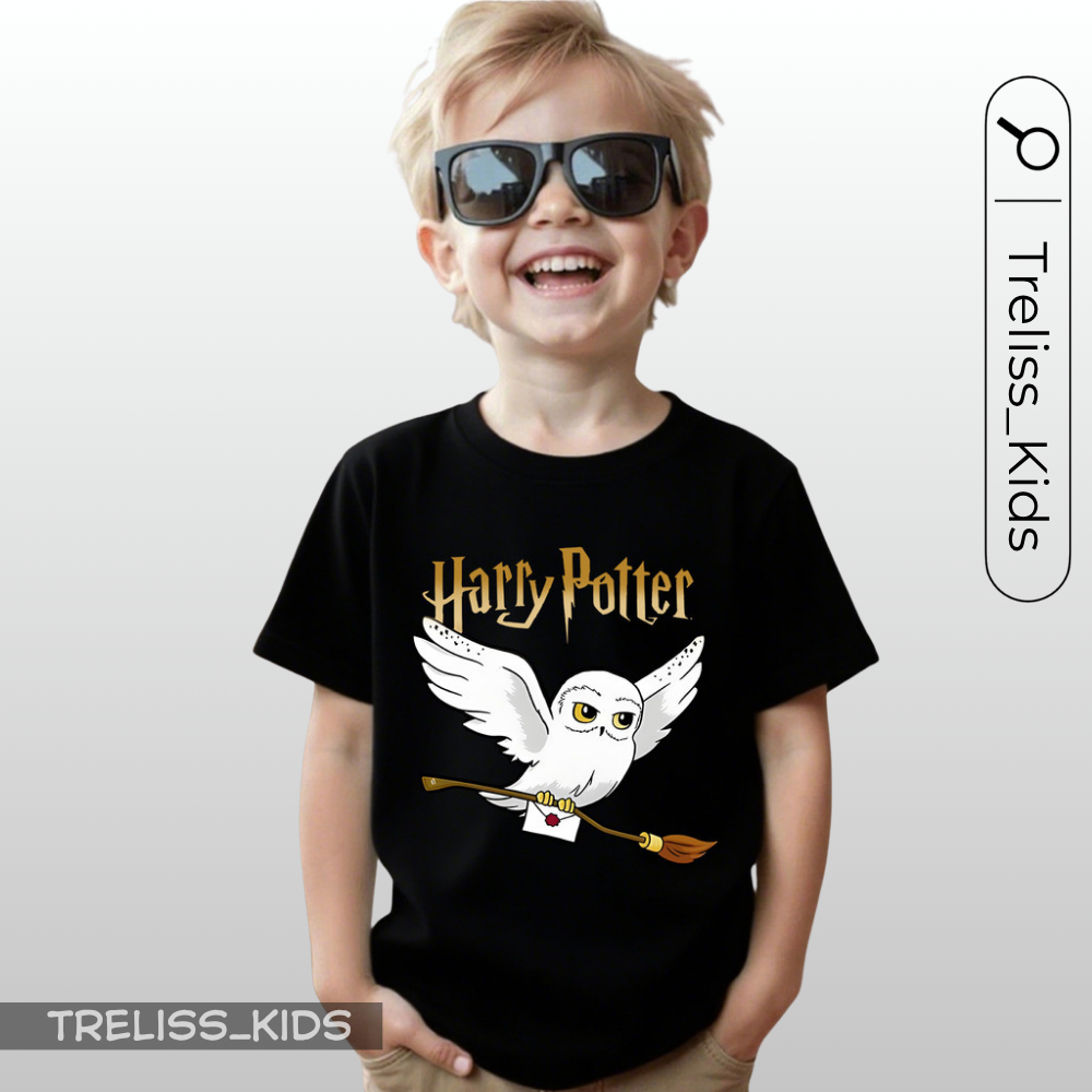 Camiseta Infantil Edwirges Camisa 100% Infantil Harry Potter Patrono Blusa Unissex Menino Menina Filme Poderes Feitiços