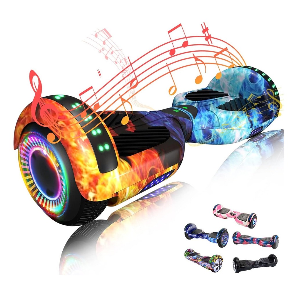 Hoverboard Skate Elétrico 6.5 Polegadas com LED e Bluetooth, Maior Potência700w Cor Fogo e Gelo