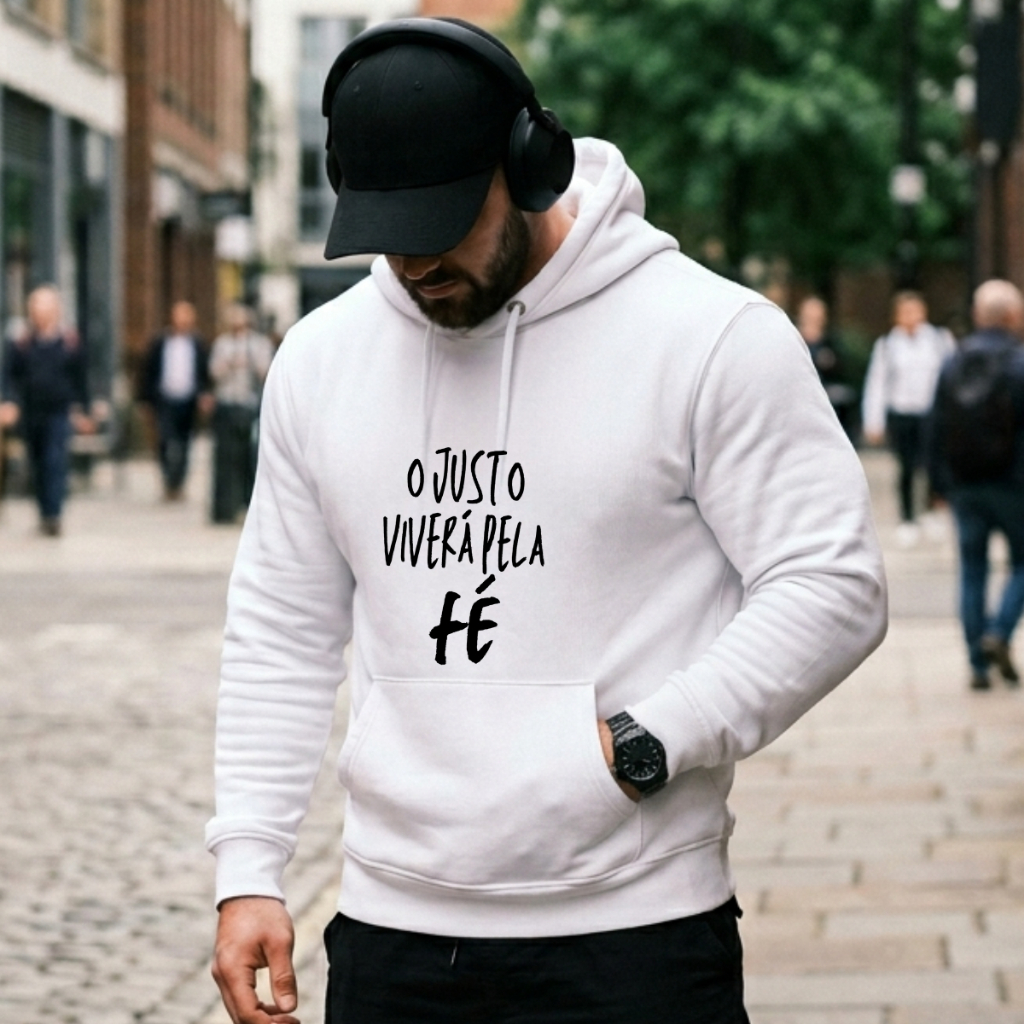 Moletom Masculino Feminino Blusa de Frio Casaco de Inverno Roupa Cristã blusão branco estampado capuz bolso
