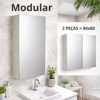 2 un. - Aéreo com Espelho 80 Altura X 80 Larg. Modular Grande MDF  - Montado - 2 PEÇAS DE 40CM em Oferta na Shopee