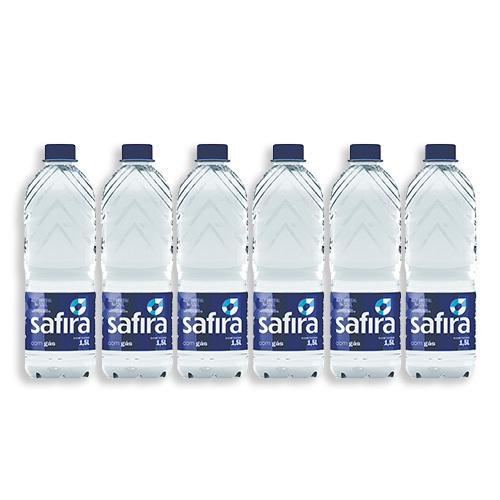 Safira Agua Mineral Com Gás 1,5lt Fardo com 6 unidades