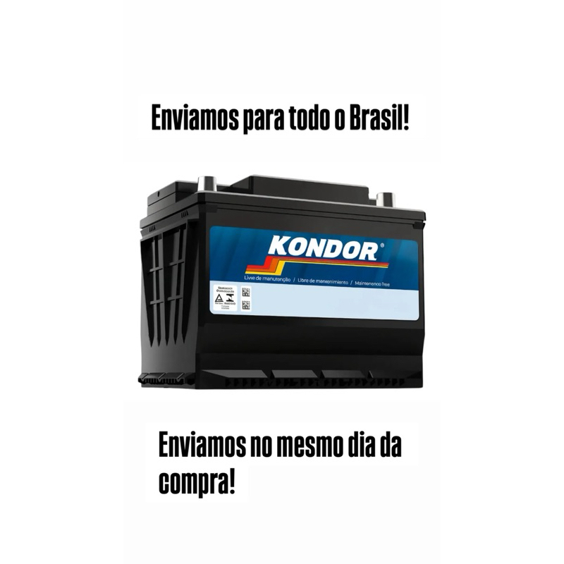 Kondor Automotiva 12V 50AH Caixa Alta - CCA: 405 - 12 Meses de Garantia de Fábrica