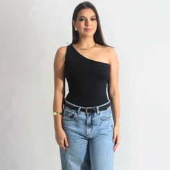 Body Feminino Mula Manca Suplex Premium Um Ombro Só Alta Elasticidade Zero Transparência Básico Moda Verão