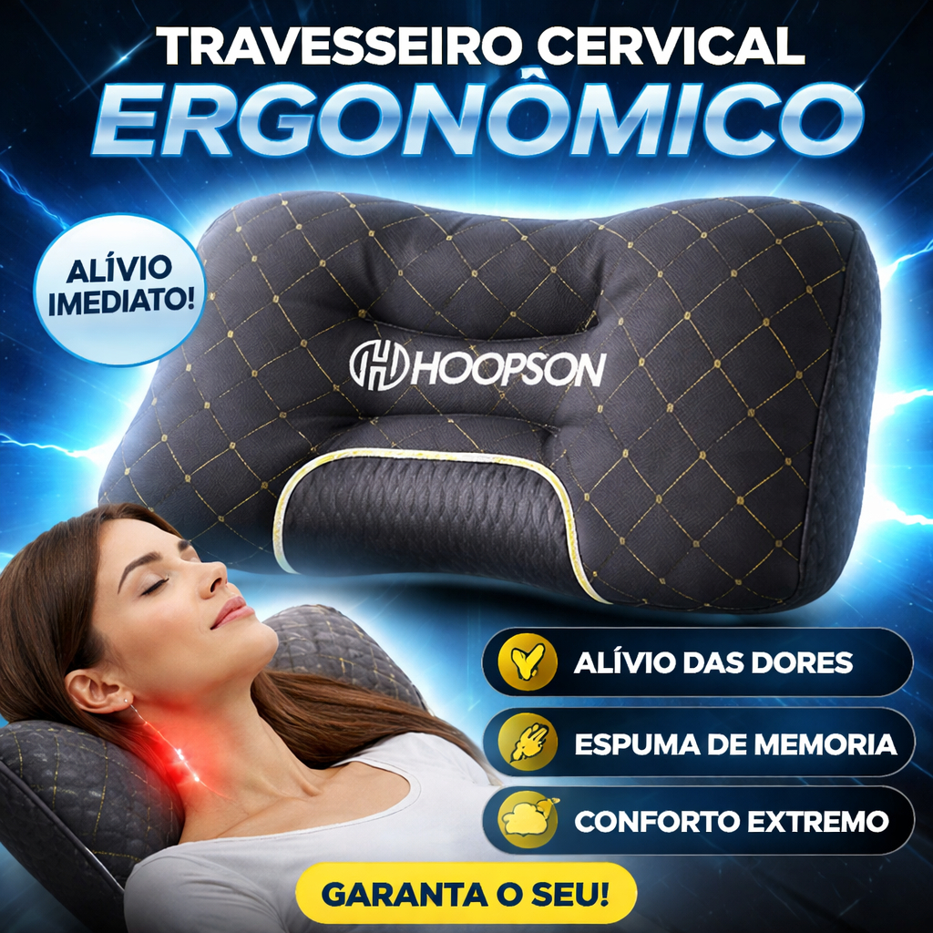 Travesseiro Ortopédico Cervical Fino Ergonômica de Algodão Tricotado para Pescoço e Coluna COR CINZA