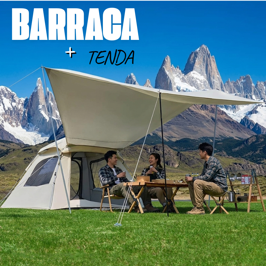 Barraca Familiar com Gazebo Amplo para 5 a 8 Pessoas e Cobertura Solar