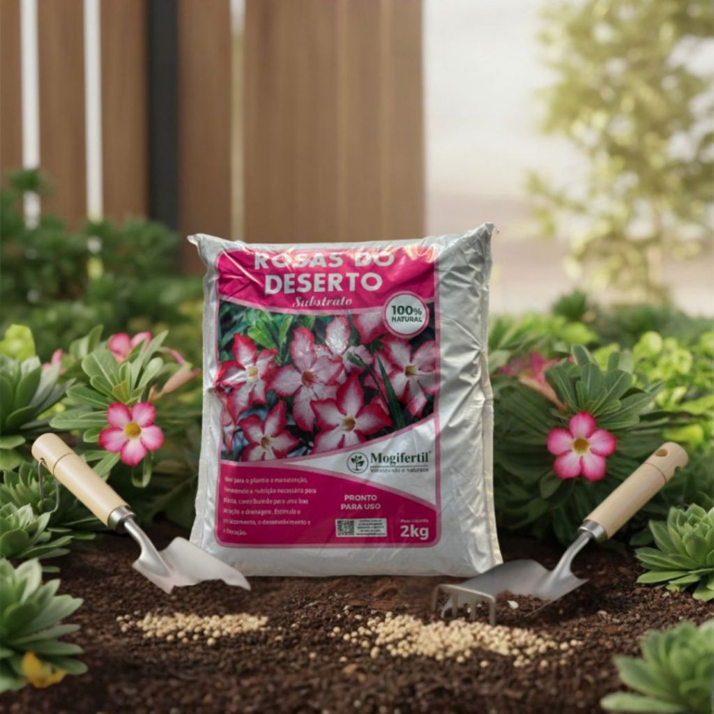 Substrato Rosas Do Deserto 2lg Orgânico Jardim Plantio Germinação Mogifertil