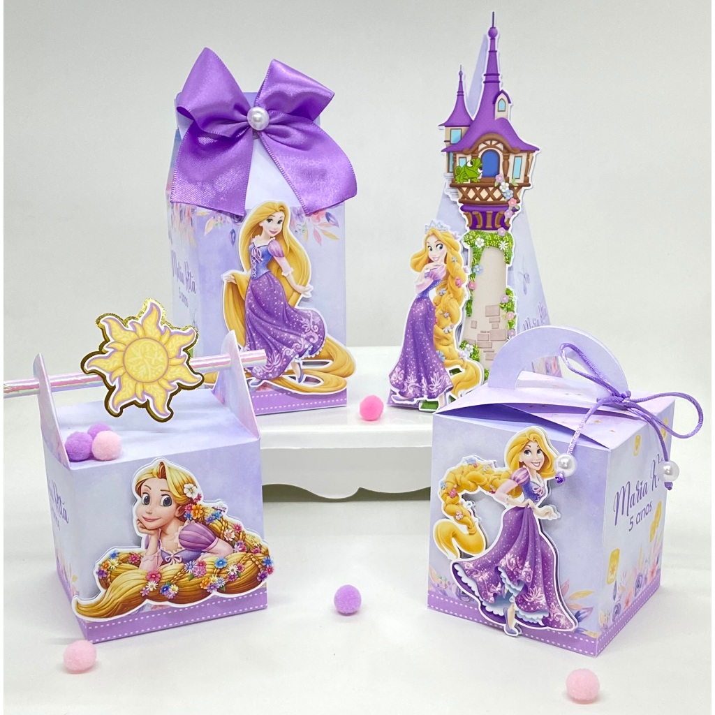 Kit Festa Rapunzel Personalizado/ Lembrancinhas /Caixinhas / Festa/ Decoração / Milk/Pirâmide/Princesa/Enrolados