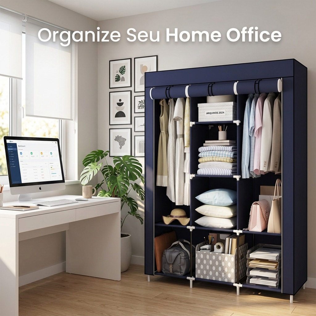 Guarda Roupa Dobrável Organizador De Roupas Portátil com Ziper Armário de Roupa Multifuncional