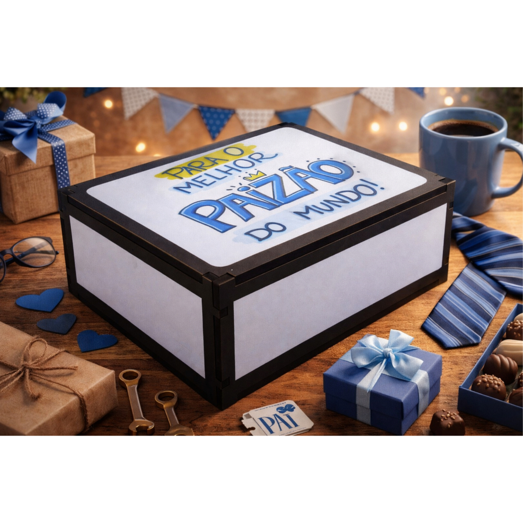 Caixa Presente Dia Dos Pais Decoração Para o Melhor  Paizão 23x17x9 Cm Mdf
