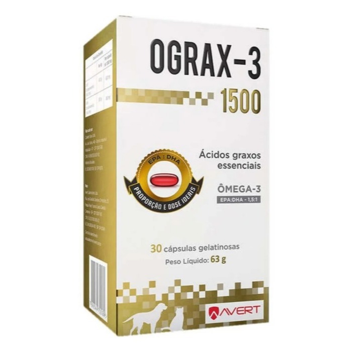 Suplemento Cães Avert Omega 3 Ograx-3 1500 30 Cápsulas