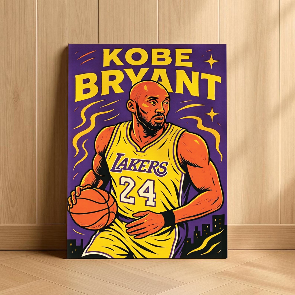 Quadro Decorativo Basquete Jogador Kobe Bryant Lenda do Basquete