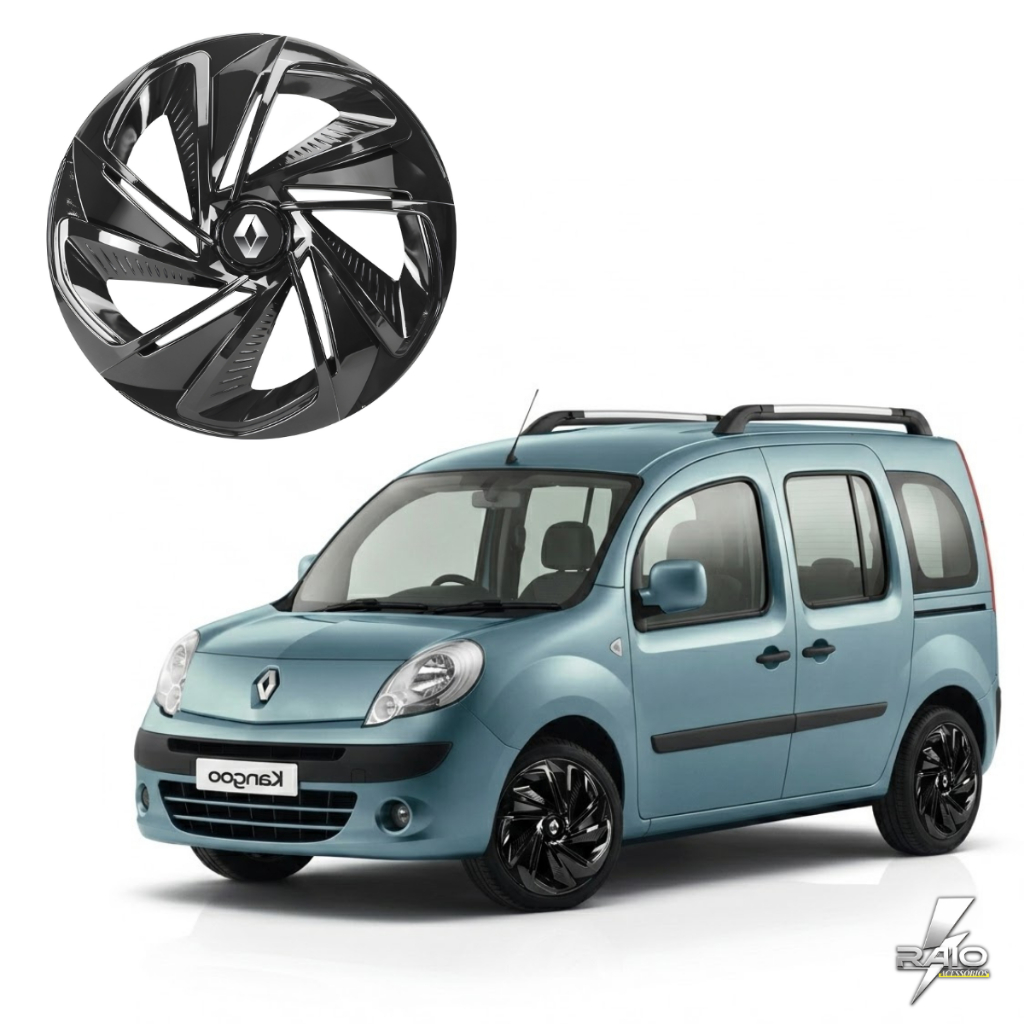 4 Calotas Renault Clio Aro 13 14 Unicolor Nitro Black Elite Premium Roda Ferro Original 4 Peças