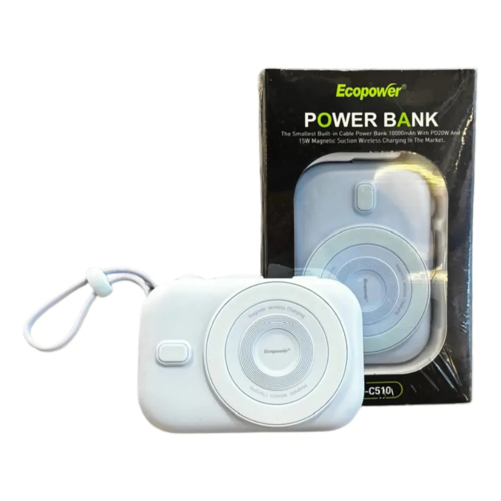 Carregador Portátil 10000mAh por Indução Ecopower EP-C510 Smart Charge Rápido Universal Sem Fio Wireless Original