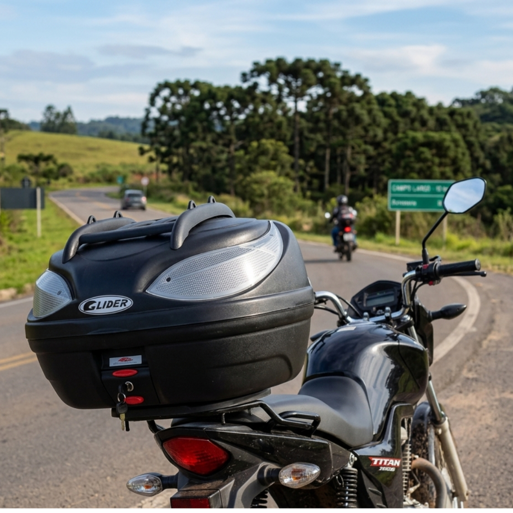 Baú de moto  48 Litros  Com Grade Externa base Universal - Glider