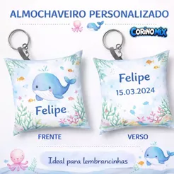 Almochaveiro Fundo do Mar Personalizado Nome Lembrancinha Infantil Baleia Oceano