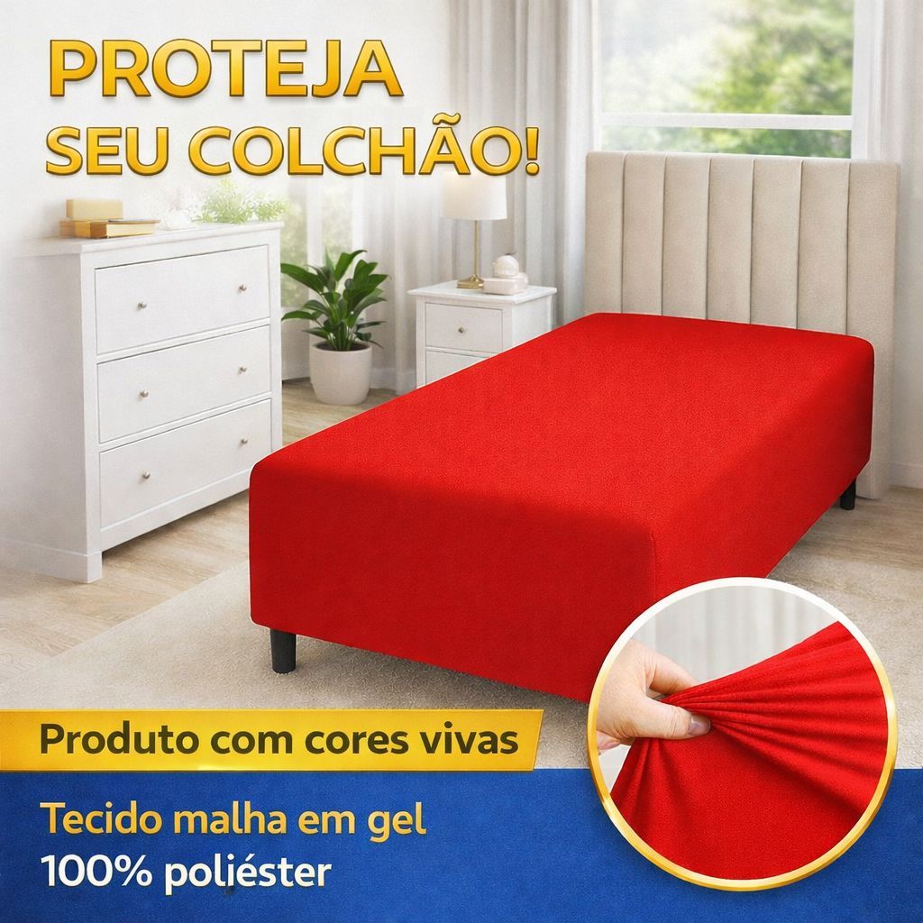 Capa Luva Cama Box Solteiro 1,88 X 0,88 X 60 cm de altura REI DOS LENÇOIS DE ELASTICO — imagem 2 de 2