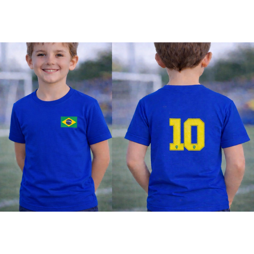 Camiseta Brasil infantil juvenil 100%algodão,blusa copa do mundo torcedor personalizada menino