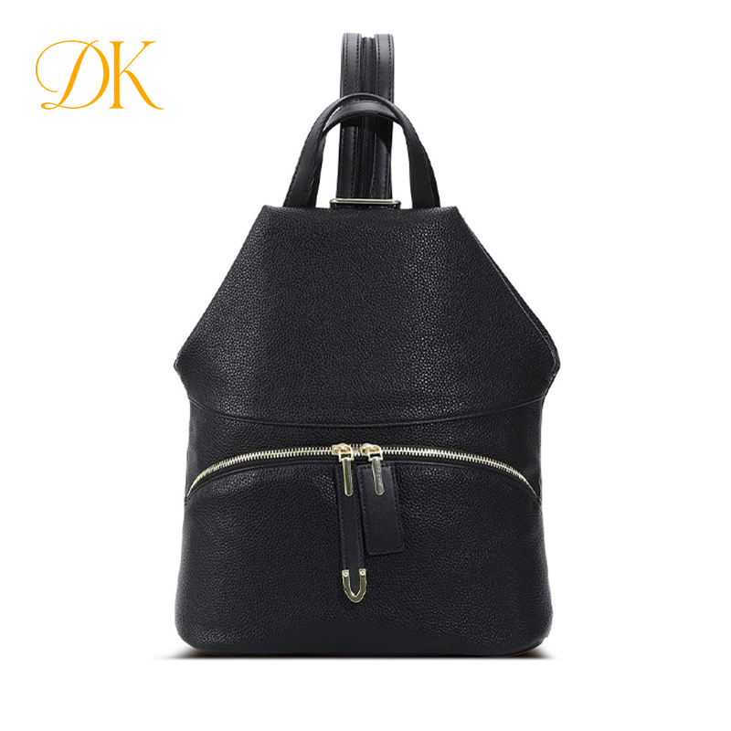 Mochila Feminina DUKE em Couro PU de Alta Qualidade, Tamanho Médio Espaçoso, Bucket com Alça Preta JD011