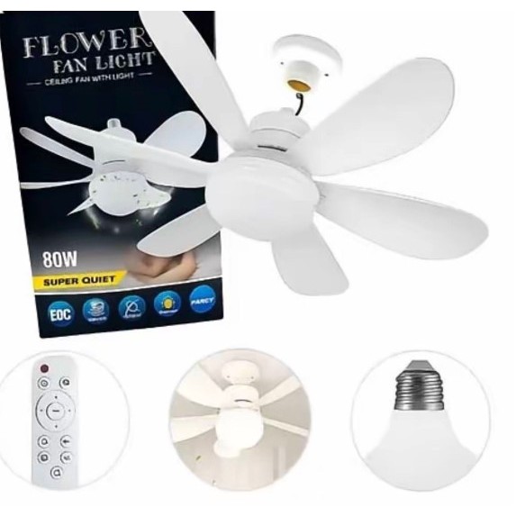 Lâmpada Ventilador Teto 80w Led E27 3 Cores Bivolt