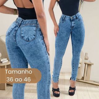 Calça Jeans Femenina Com Elastano Skinny Cintura Alta